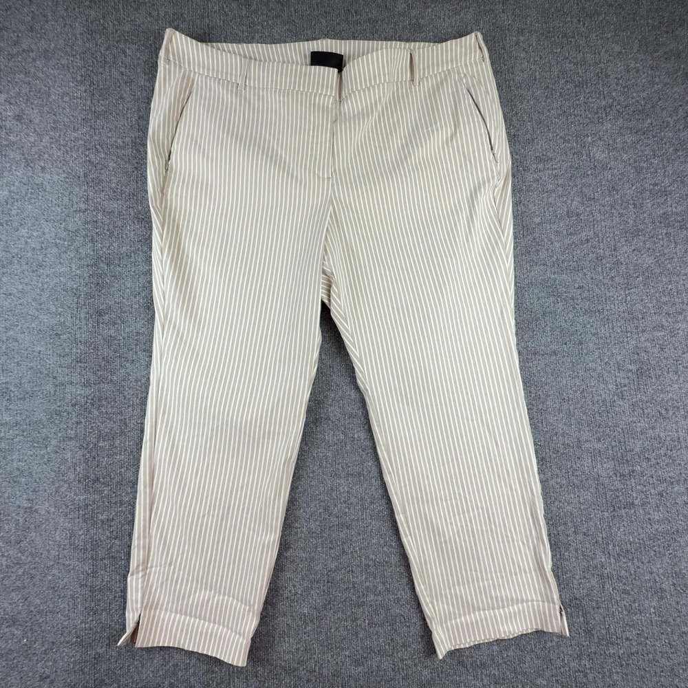 Lane Bryant Dress Pants Womens 26 Beige Striped Twill Straight Leg Work Career